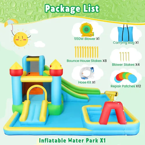 Miniatura 8 de AKEYDIY Bounce House - Tobogán acuático inflable gigante para niños grandes de 8 a 12 años y de 3 a 10 años, casa de rebote con tobogán de agua