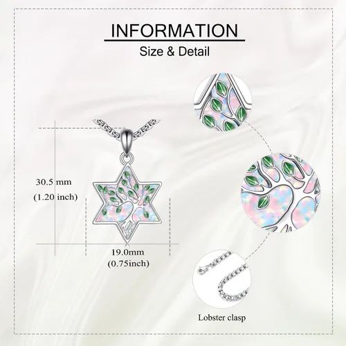 Miniatura 97 de ONEFINITY Collar de plata de ley 925 con diseño de árbol de la vida con colgante de nudo celta de concha de abulón para mujer