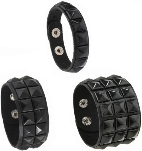 Miniatura 20 de 3 pulseras punk, pulseras de cuero con tachuelas, pulsera emo, pulseras góticas ajustables para hombres y mujeres