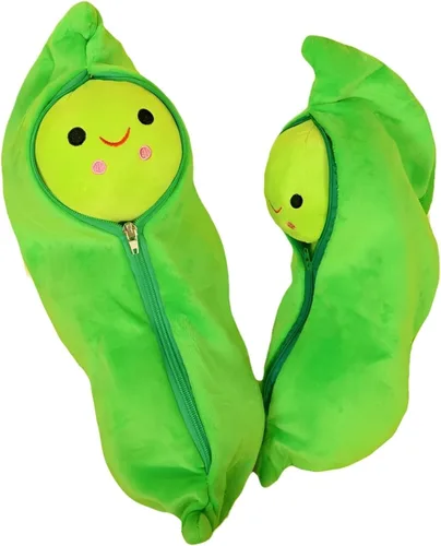 Miniatura 3 de AOQI Peluche de guisantes gigantes en una vaina de guisantes, almohada de guisantes de peluche, juguetes de plantas, varios tamaños