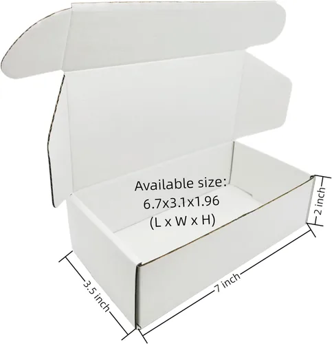 Miniatura 2 de Caja Blanca Pequeña 7 x 3.5 x 2 Pulgadas Paquete de 50 Cajas Corrugadas Reciclables para Regalos Almacenamiento Embalaje Comercial y Envío