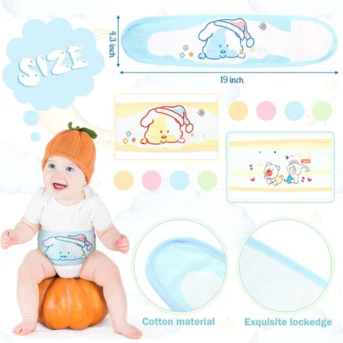 Miniatura 2 de 16 bandas de algodón para recién nacido, bandas para el vientre del cordón umbilical de dibujos animados, bandas suaves para el abdomen del bebé