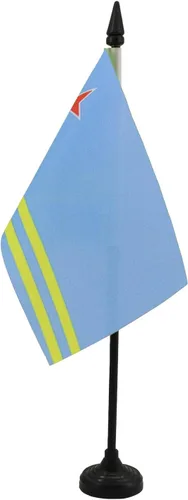 Miniatura 26 de Bandera de mesa de Anguila de 4 x 6 pulgadas, bandera de escritorio británica de Anguila, 5.9 x 3.9 in, palo y base de plástico negro AZ FLAG