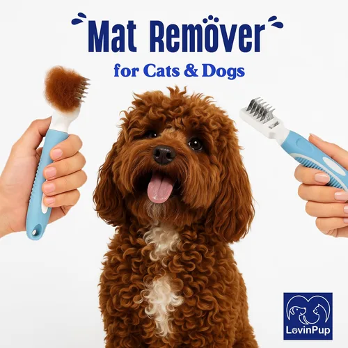 Removedor de alfombrillas para mascotas – Peine profesional para perros y gatos – Dientes redondeados de acero inoxidable para una eliminación suave