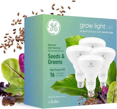 GE Luces de cultivo para plantas de interior, reflector de interior BR30, bombillas LED para semillas y verduras con espectro equilibrado, 25,000
