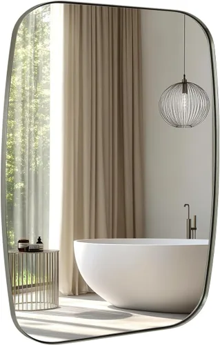 Miniatura 27 de ANDY STAR - Espejos ovalados negros para baño, espejo grande de 24x36 pulgadas con marco de metal negro mate oblongo para pared, espejo moderno