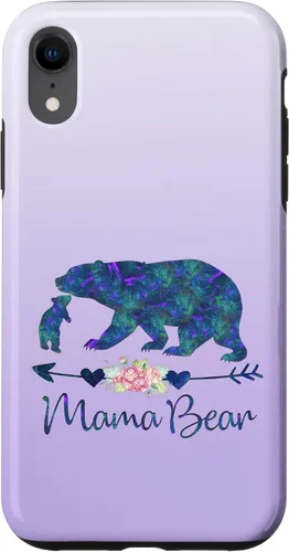 Miniatura 25 de Teal Blue Purple Floral Mama Bear and One Cub Silver Purple Case for iPhone 17