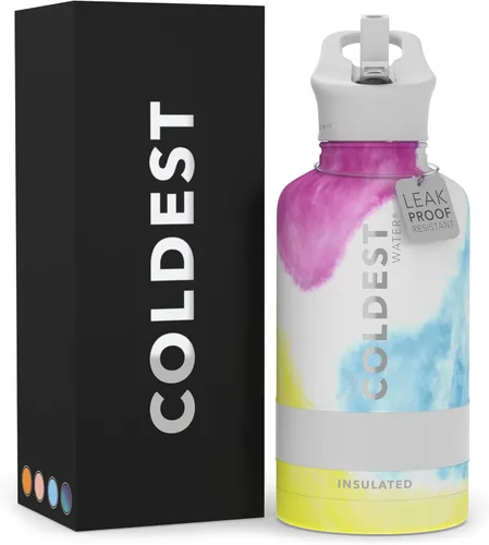 Miniatura 62 de Coldest - Botella para agua con tapa que incluye pajilla, térmica y metálica (acero inoxidable), para hombres y mujeres, color morado