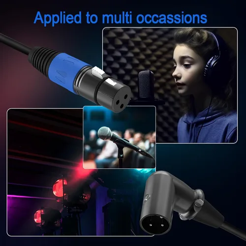Miniatura 8 de LanSenSu Cable de enchufe XLR en ángulo recto XLR a recto, cable equilibrado macho de 90 grados a macho recto de 3 pines a 3 pines