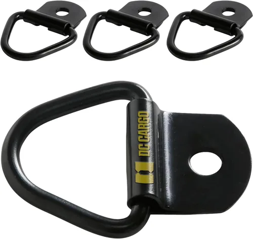 DC Cargo - Anclajes de amarre de anillo en V | Paquete de 4 | Anillos en D de acero atornillados de 2 pulgadas de diámetro para carga en camiones,