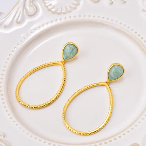 Miniatura 7 de G&GEMSJEW Gold Dangle Earrings for Women, 14K Gold Plated Gemstone Earrings