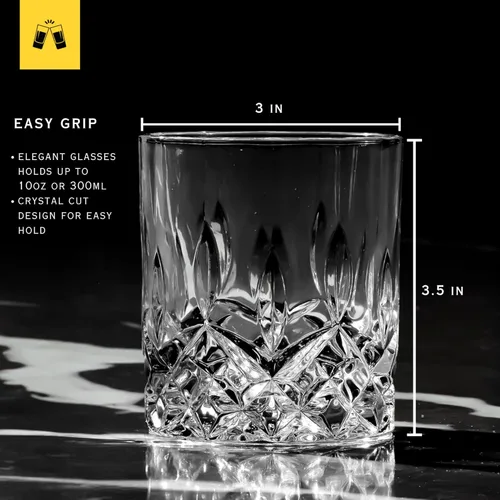 Miniatura 3 de LEMONSODA - Juego de vasos de whisky estilo antiguo con corte de cristal, 2, 4, 6-12 unidades de 10 onzas, vasos de roca ultra transparentes