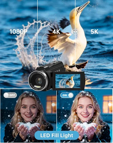 Miniatura 4 de Cámara de video 5K 48MP UHD WiFi Vlogging Cámara para YouTube, zoom óptico 10X 3.0 pulgadas, pantalla táctil IPS Cámara digital antivibración