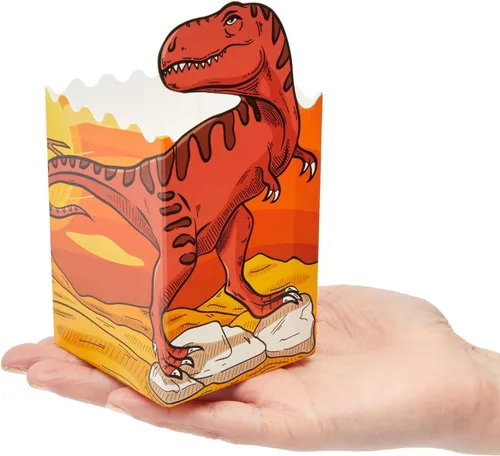 Miniatura 4 de BLUE PANDA Cajas de palomitas de maíz de dinosaurio, paquete de 60, multicolor, 4 diseños, cajas de palomitas de maíz a granel para suministros