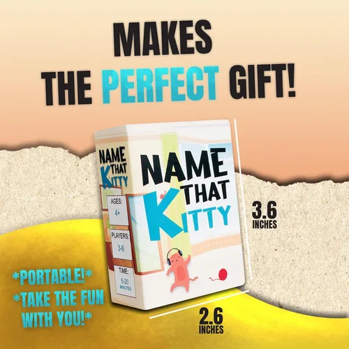 Miniatura 6 de Name that Kitty - Divertido juego de gatos para niños que es ideal para la noche de juegos en familia Juguete con temática de gato de 100 cartas