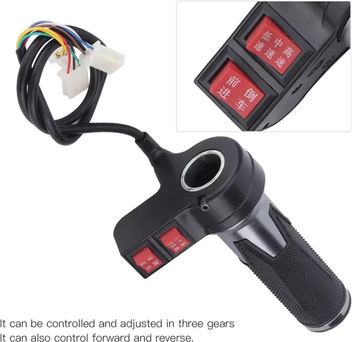 Miniatura 4 de Qiilu Empuñadura del acelerador, 1 par de 3 velocidades, empuñaduras para acelerador eléctrico con engranaje delantero y reverso