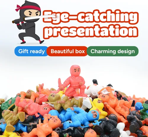 Miniatura 4 de Mini figuras de acción ninja – 25 piezas de recuerdos de fiesta para niños y regalos de cumpleaños – Incluye adornos para pasteles y rellenos