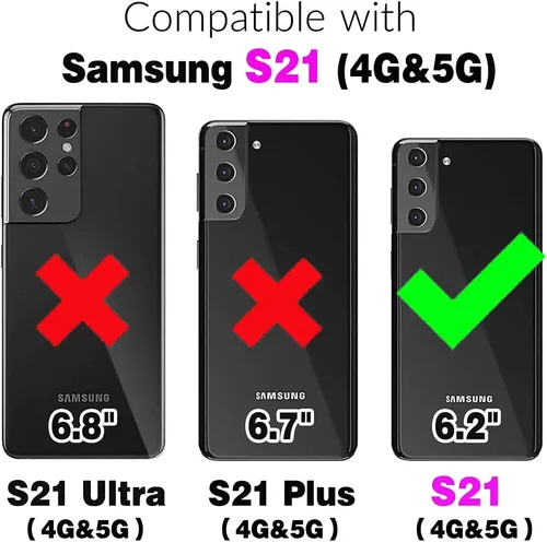 Miniatura 2 de Asuwish Funda de teléfono para Samsung Galaxy S21 5G de 6.2 pulgadas con protector de pantalla de vidrio templado y soporte de tarjeta de crédito