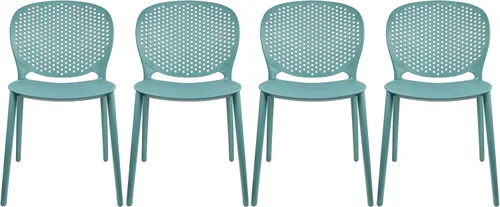 Miniatura 11 de 2xhome Juego de 2 sillas de comedor para patio Silla auxiliar moderna apilable para piscina al aire libre Plástico resistente a la intemperie