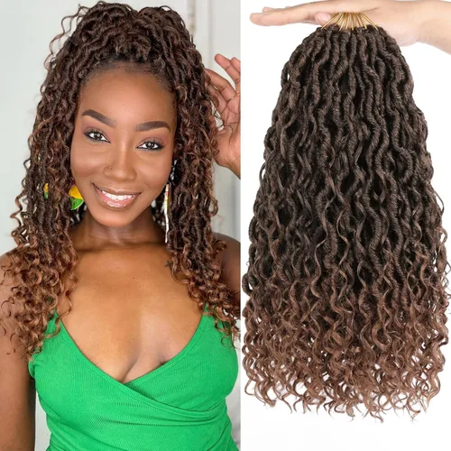 Miniatura 13 de Extensiones de cabello sintético de ganchillo de 24 pulgadas con extremos rizados, extensiones de cabello sintético con extremos rizados, trenzas