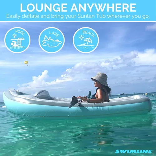 Miniatura 6 de SWIMLINE Flotador Inflable para Piscina Tumbona Balsa Colchón, Colchoneta Divertida, Crucero Clásico, Azul Barco crucero clásico