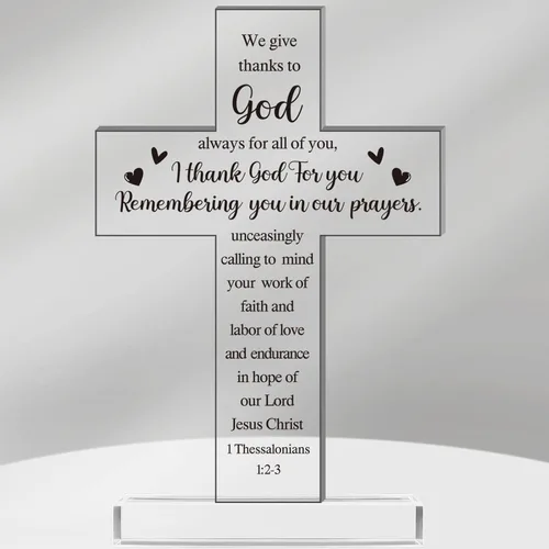 Miniatura 23 de Regalos Cristianos de Acrílico Chunful para Mujer y Hombre Cruz de Jesús Religiosa y Decorativa con Versículos de la Biblia y Oraciones Cruz