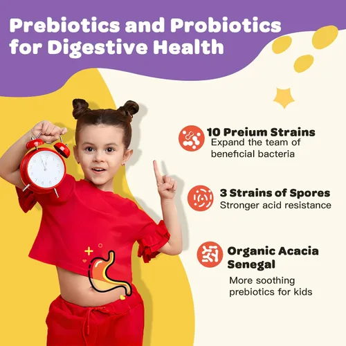 Miniatura 3 de Masticables probióticos para niños para la salud digestiva con 5 mil millones de UFC, prebióticos y probióticos para niños para la salud intestinal