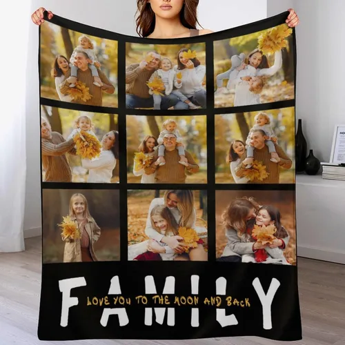 Miniatura 45 de M YESCUSTOM Manta personalizada con imagen y texto, manta personalizada de collage de fotos, mantas de vellón personalizadas para regalo de 1 imagen