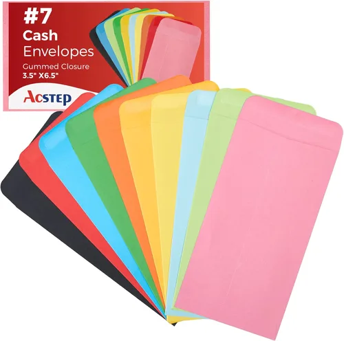 Miniatura 18 de ACSTEP Paquete de 500 sobres de monedas de colores #1 de 2.25 x 3.5 sobres, 10 sobres de semillas de papel autoadhesivos de colores surtidos