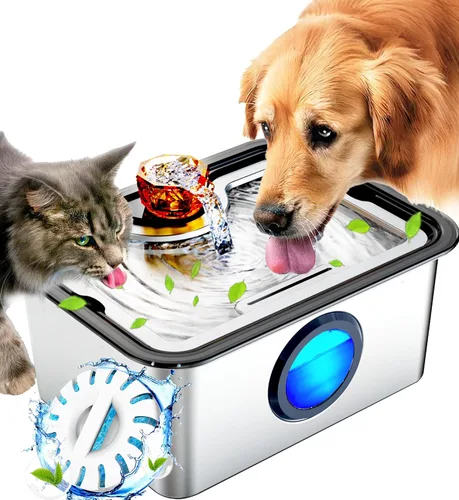 2026 Fuente de agua grande para perros y gatos SS304, dispensador de bebida para mascotas de 3 galones para perros grandes y múltiples mascotas,
