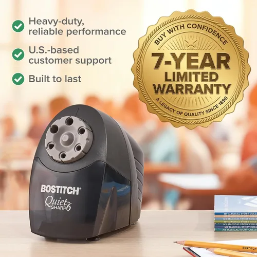 Miniatura 8 de Bostitch Office QuietSharp - Sacapuntas eléctrico, resistente para uso en aula u oficina, selector de tamaño con 6 tamaños diferentes, color negro