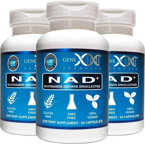 Miniatura 10 de Genex Formulas NAD+ 250mg porción 60 cápsulas de nicotinamida adenina dinucleótido (NAD+ real no es un precursor) (1)