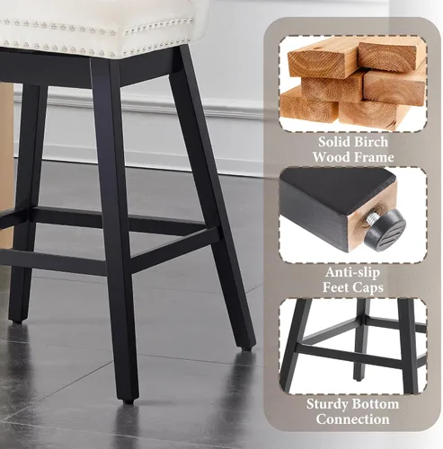 Miniatura 6 de Taburetes de bar con altura de mostrador, taburetes de bar giratorios 360 con respaldos, sillas tapizadas de tela de terciopelo de alta calidad