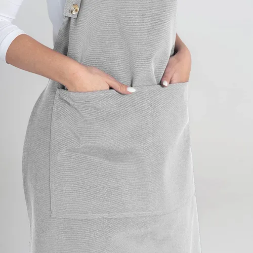 Miniatura 8 de TOSHE Delantal de cocina de algodón resistente a las gotas de agua con delantal ajustable para mujeres con bolsillos, 10 opciones de color, delantal