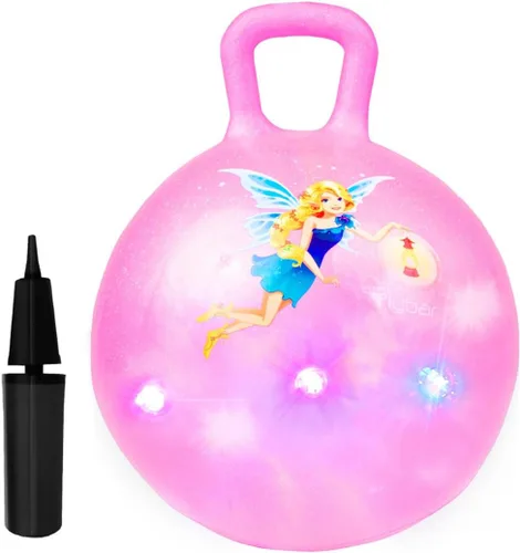 Flybar - Bola saltarina para niños, pelota inflable con asa para jugar en interiores y exteriores, incluye bomba, juguete de pelota saltarina para