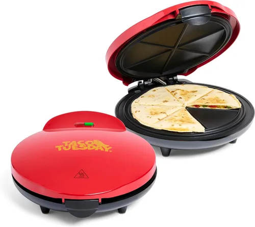 Miniatura 7 de Taco Tuesday Deluxe - Máquina eléctrica para quesadillas de 8 pulgadas con 6 secciones y cierre extra acolchado, color rojo