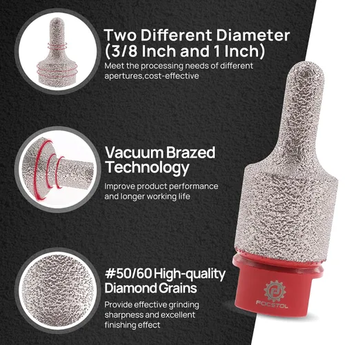 Miniatura 3 de FOCSTOL Brocas de diamante para fresar dedos, broca de núcleo de 3/8 a 1 pulgada (0.394-0.984 in) para agrandar y dar forma a los agujeros