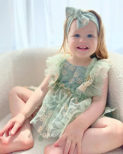 Miniatura 2 de Ursobutegl Mameluco de princesa para bebé recién nacida, vestido de malla bordado, elegante, tutú con falda, overol para cumpleaños