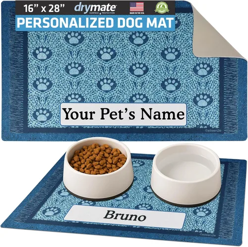 Drymate Mantel individual personalizado para tazón de mascotas, tapete personalizado de alimentación de alimentos para perros y gatos, tela