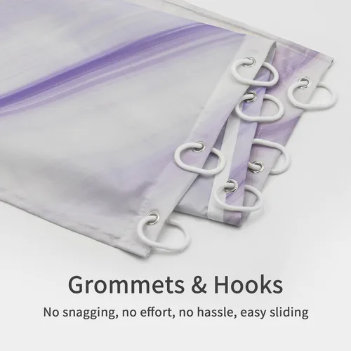 Miniatura 6 de MitoVilla Juego de cortinas de ducha de mármol morado, cortina de tela abstracta para decoración de baño, cortina estándar moderna para bañera
