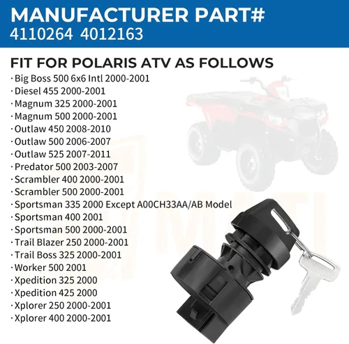 Miniatura 2 de M MATI Interruptor de llave de encendido 2 posiciones 4 pines para Polaris 2000-2001 Sportsman Scrambler Magnum Trail Blazer Trail Boss Xpedition