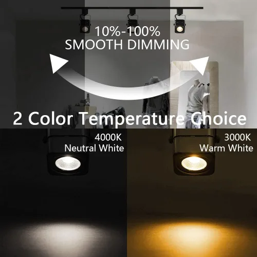 Miniatura 3 de Cabezal de luz LED regulable de 10 W, 3 cables, circuito único, tipo H, riel de iluminación de riel, foco de techo para tareas de acento