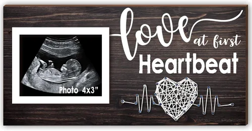 Miniatura 10 de Yudarte Ultrasound Picture Frame 4x3 Inch with Baby Countdown Weeks Sonogram - Pregnancy Announcement Golden Giraffe Nails and String Decor - Ideal