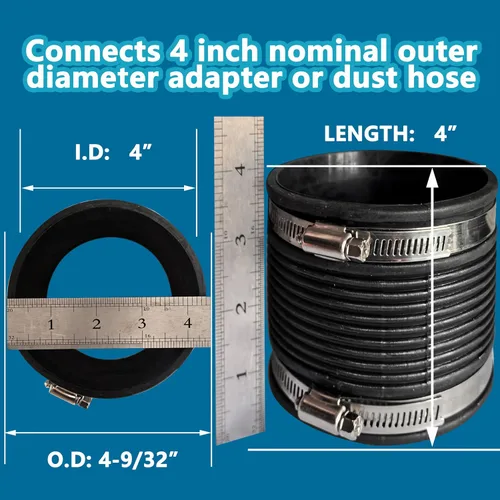 Miniatura 3 de Puertos de conector de manguera flexible de control de polvo de 4 pulgadas 70149 para manguera de recolección de polvo de carpintería de 4 pulgadas