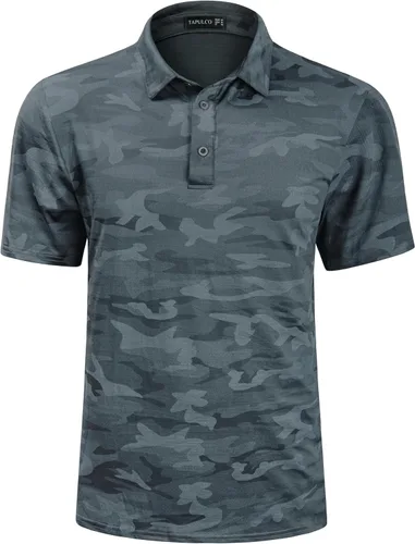 Miniatura 34 de TAPULCO Camisetas tipo polo de secado rápido para hombre, diseño de camuflaje, atléticas, ligeras, transpirables, casuales, para golf