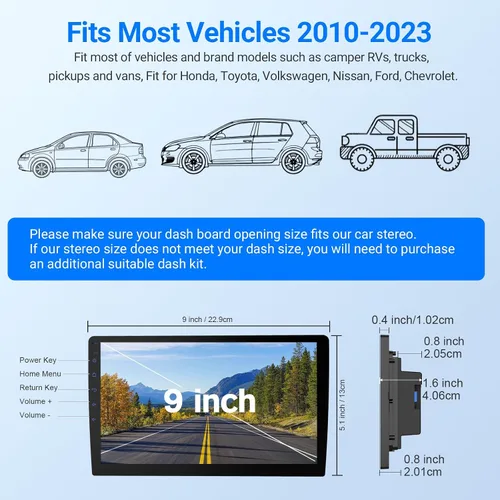 Miniatura 8 de Haudio Estéreo de auto doble DIN Android 13 - Pantalla táctil HD de 9 pulgadas con CarPlay inalámbrico y DSP de 14 bandas, 50 W × 4 Hi-Fi, doble