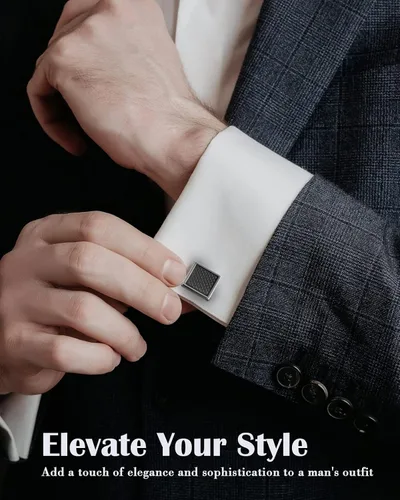 Miniatura 2 de Lictin Gemelos para hombre, gemelos para hombre, juego de gemelos de esmoquin de acero inoxidable, joyas para hombres o accesorios para negocios