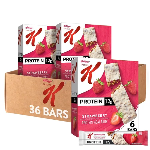 Special K Barras de proteína en barra, 0.44 onzas de proteína, buena fuente de fibra, fresa (6 cajas, 36 unidades)