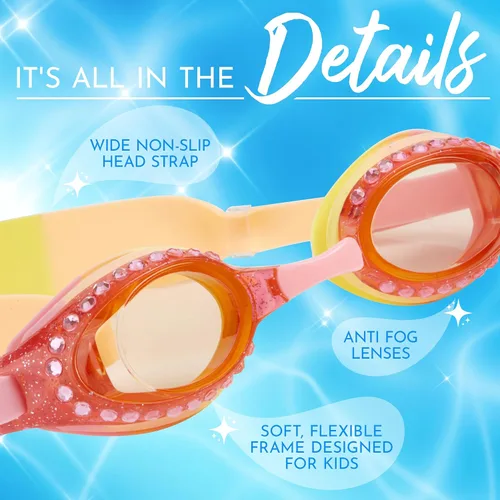 Miniatura 4 de Bling 2O Gafas de natación para niñas Strawberry Lemonade con diamantes de imitación para niños (edades 3+ en adelante) - Protección UV, sin látex