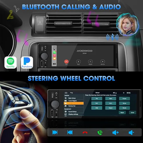 Miniatura 4 de Estéreo CarPlay de un solo DIN: Radio de coche con pantalla táctil automática Android para vehículos clásicos - Pantalla IPS de 6.5 pulgadas